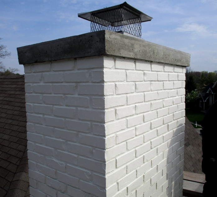 Original Photo- Image of Chimney-The Mad Hatter image of white brick chimney after repairs